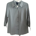 NWT ~ VENEZIA JEANS Women's Plus Size Gray Cotton Blouse Ruched 3/4 Sleeves ~ 16