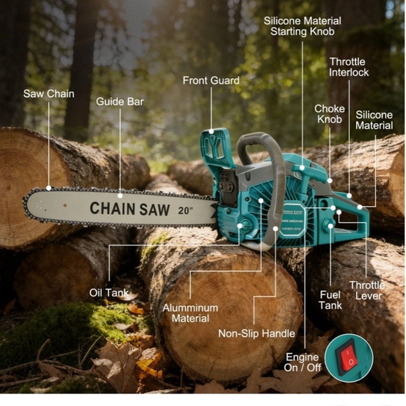 BRAND NEW ~ 20-inch Heavy Duty Powerful Gas Chainsaw 10700 RPM 2-Cycle 62CCC