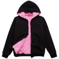 NWT Coney Island Girls Black Full Zip Hoodie Pink Sherpa Lining Sweatshirt ~ 5/6