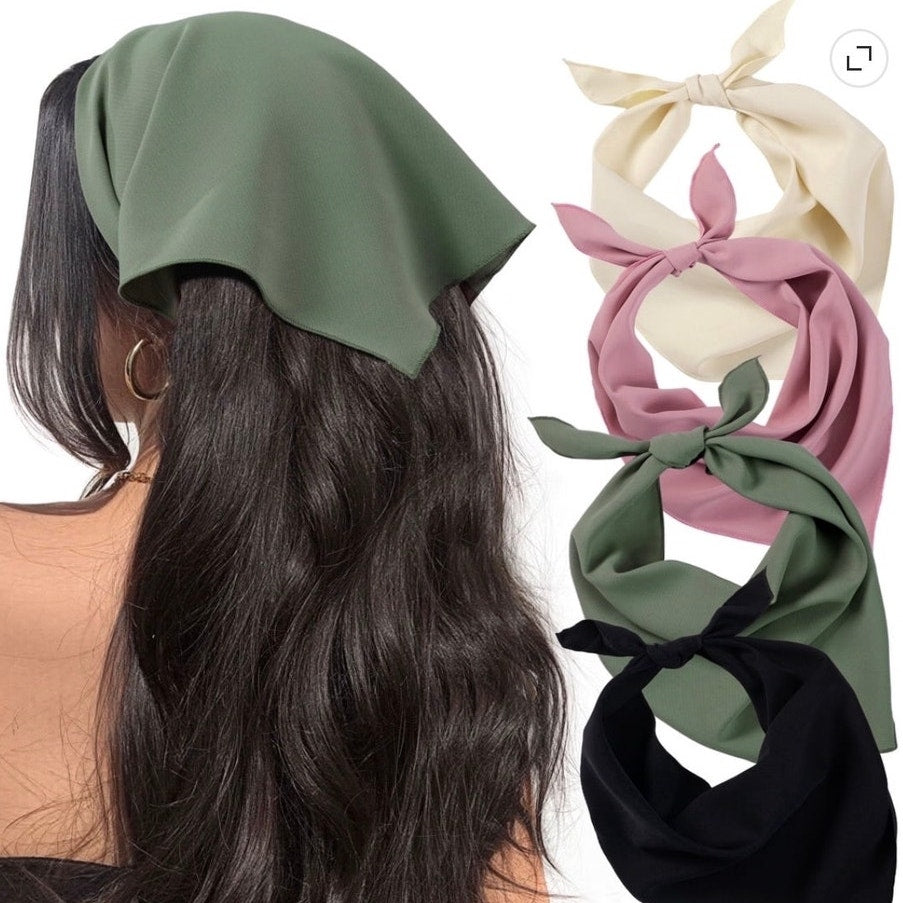 NWT ~ BRAND NEW ~ 4 Pack Assorted Colors Boho Tie-Back Triangle Hair Bandanas