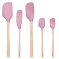 BRAND NEW ~ Set/5 Pink Sorbet Silicone Flex-Core Spatulas & Wooden Handles