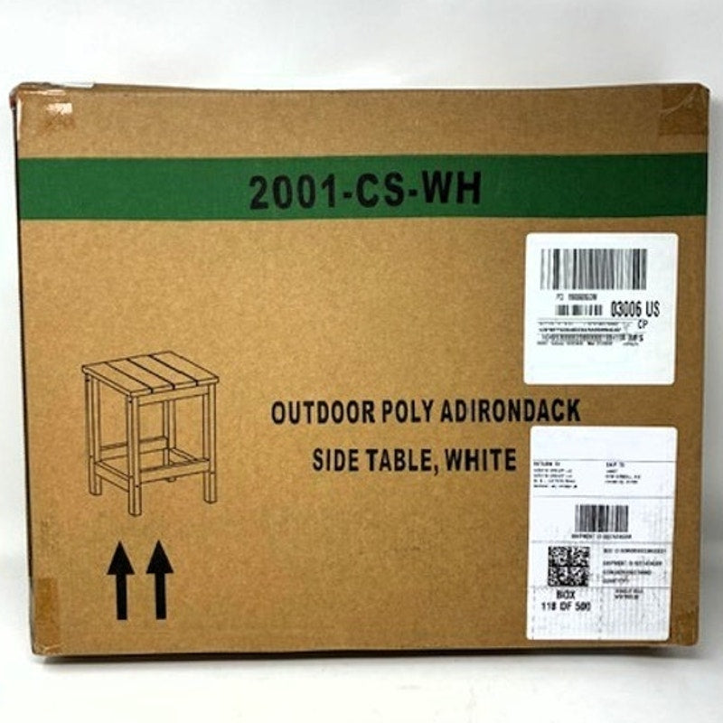 BRAND NEW ~ White Outdoor All Weather Poly Lumber Adirondack Square End Table