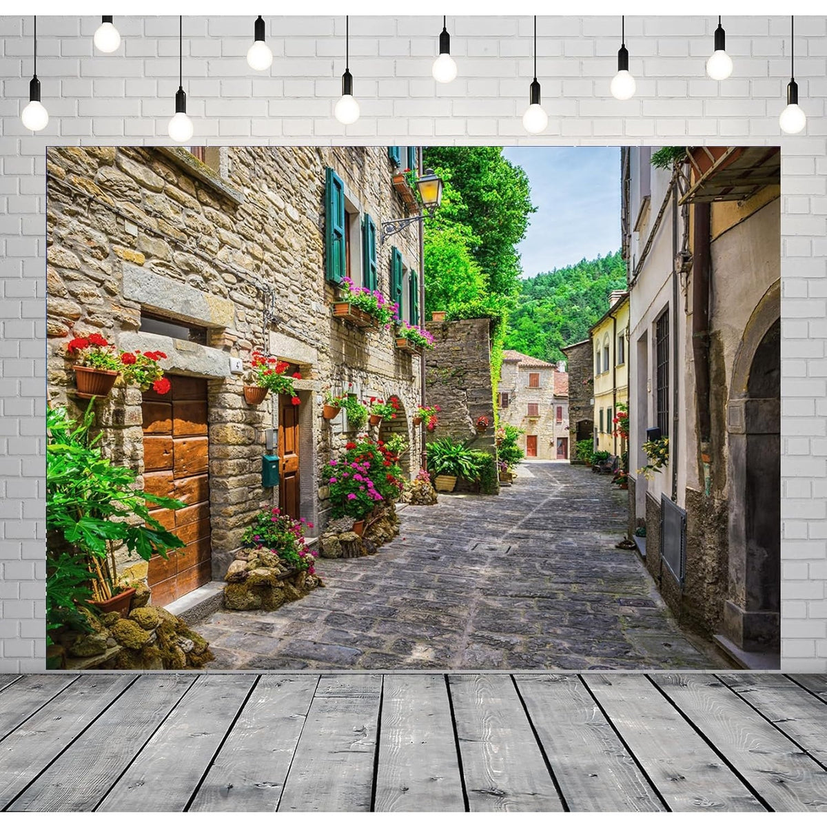 BRAND NEW ~ European Buildings Italian Street Photography Backdrop ~ 59" x 39"