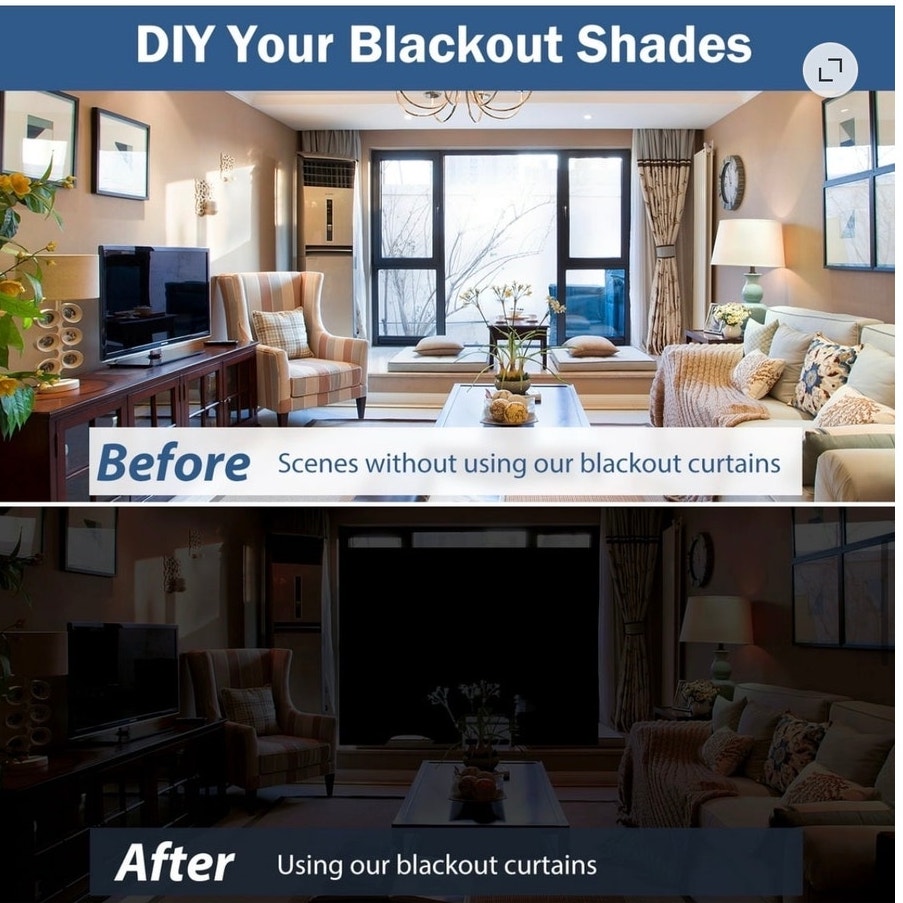 BRAND NEW Black 100% Portable No Drill 138" x 59" Blackout Window Film Curtains