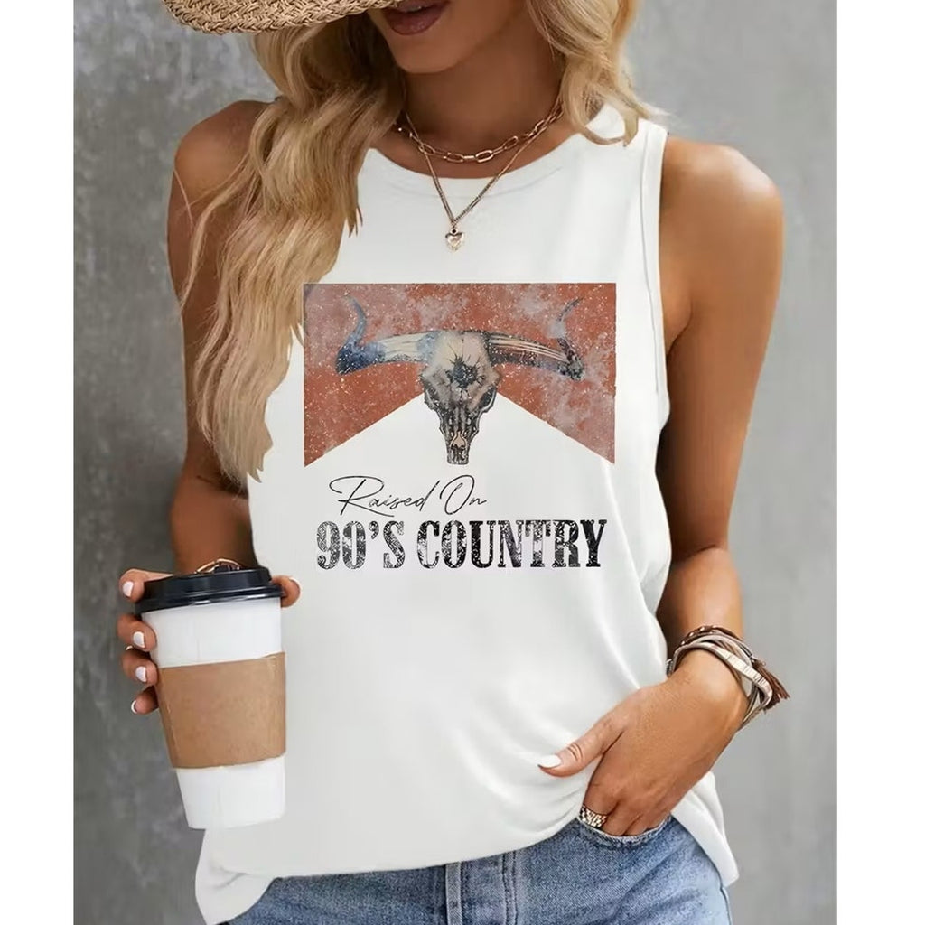 NWT ~ "Raised on 90's Country" Sleeveless Summer T-Shirt ~ Women's Size LARGE