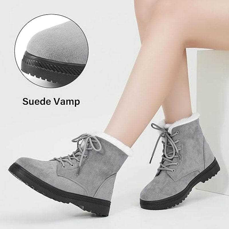 BRAND NEW ~ Women's Gray Ankle Boots Comfortable Lace Up Outdoor Booties Size 8