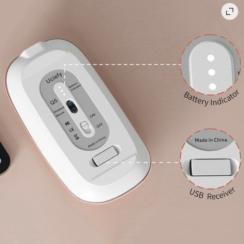 BRAND NEW ~ Rose Gold Wireless Rechargeable Optical Slim Silent Mouse & USB