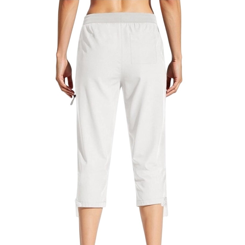 NWT ~ Womens White Lightweight Cargo Capri Quick Dry Hiking Pants & Pockets ~ XL