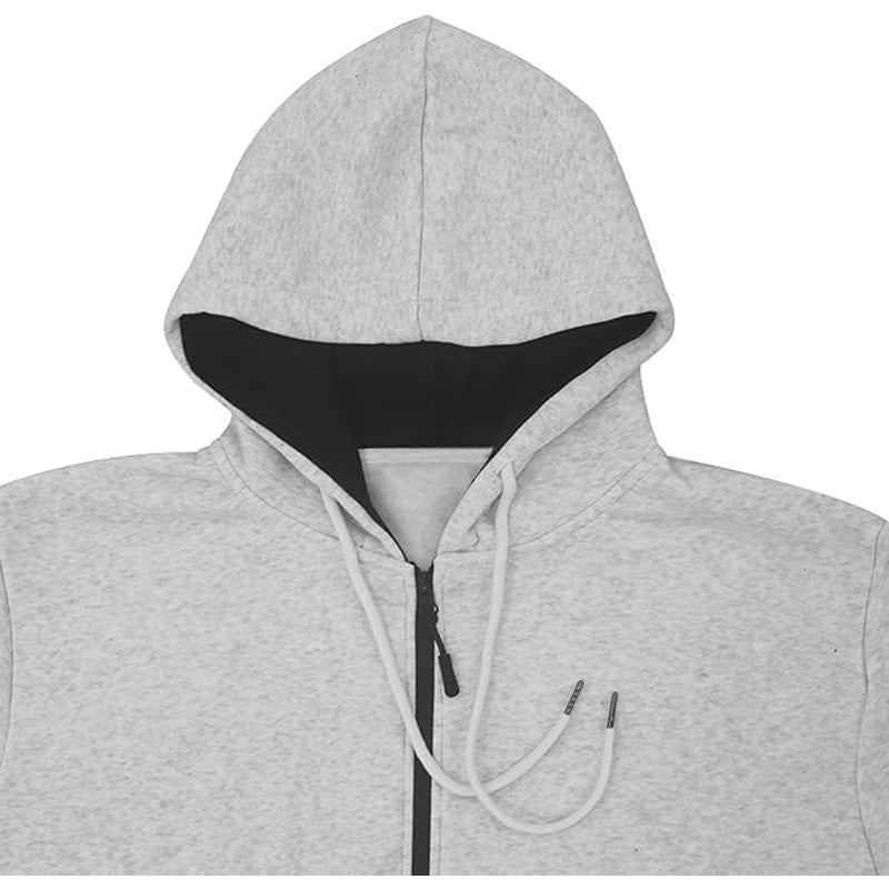 NWT ~ Men's Solid Light Gray Fleece Hooded Sweatshirt Hoodie Full Zip Jacket XXL