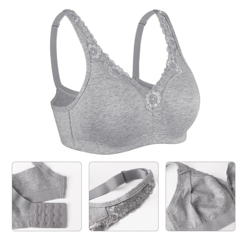 NWT ~ Women's Soft Gray Comfort Cotton Seamless Wirefree Plus Size Bra ~ 44DD