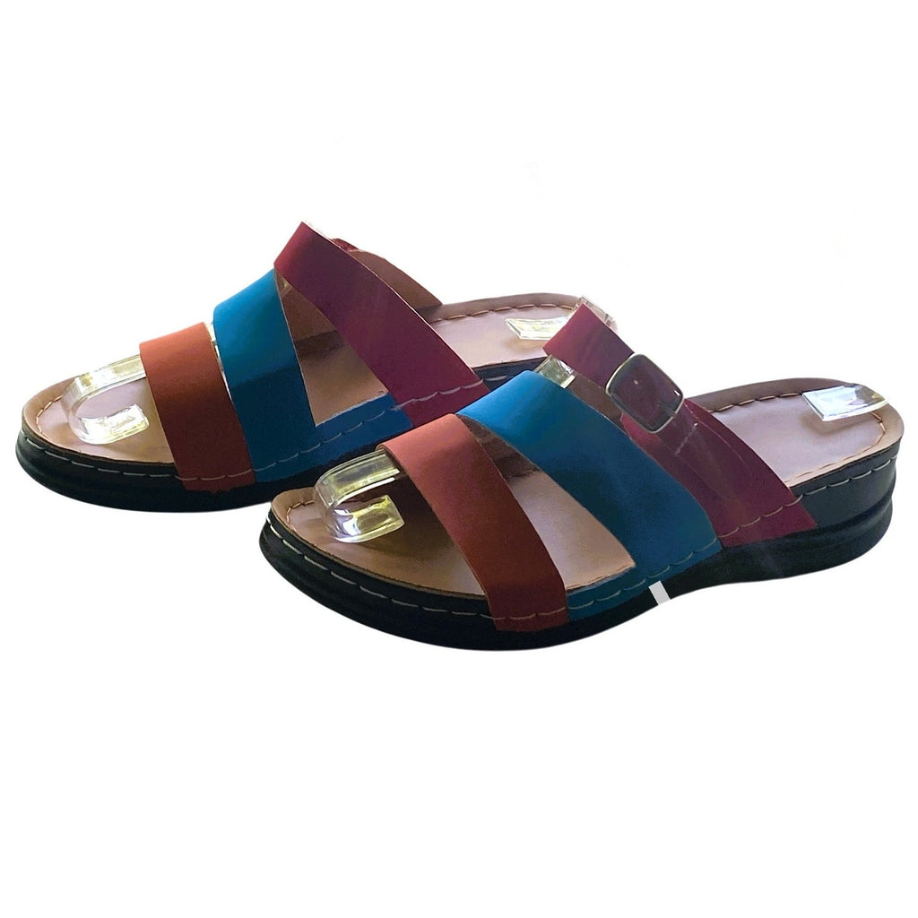 NWT ~ Women's Color-Block Slide Sandals - Summer Beach Shoes ~ Size 7.5 (38)