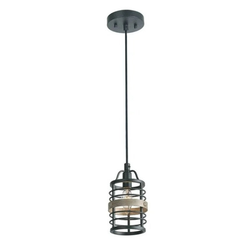 NWT ~ Matte Black Modern Farmhouse Hanging Spiral Metal Cage Pendant Light