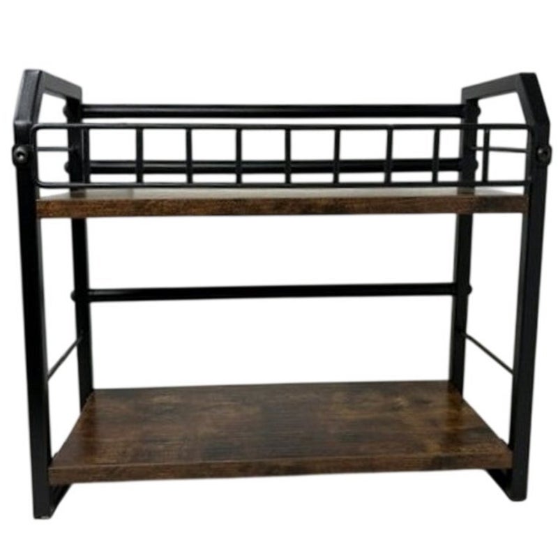 BRAND NEW ~ 2-Tier Wood & Metal CD Storage Shelf Desktop Media Display Rack