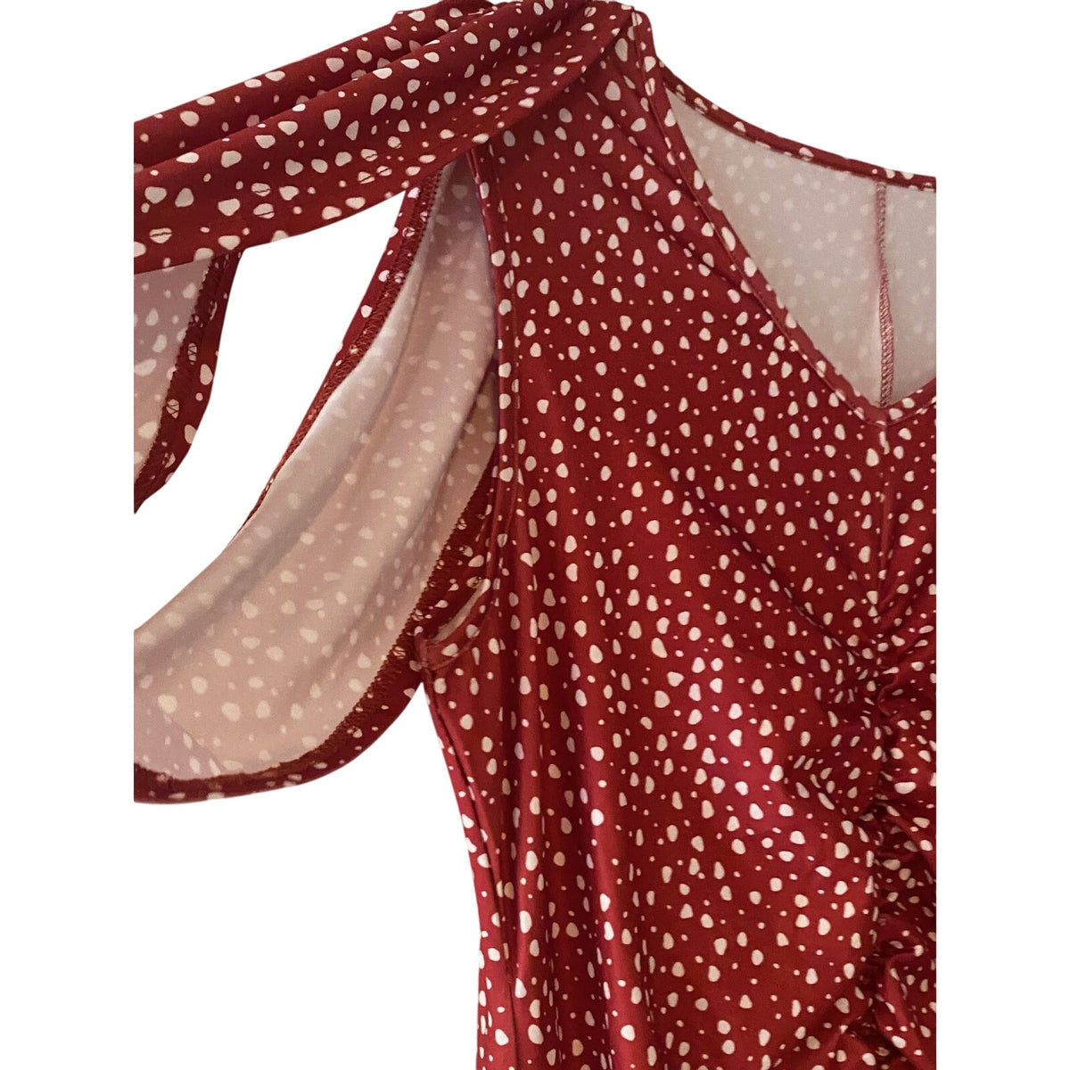 NWT ~ Red & White Ruched Front Dress ~ Open Drape Sleeveless Sleeves ~ Plus XXL