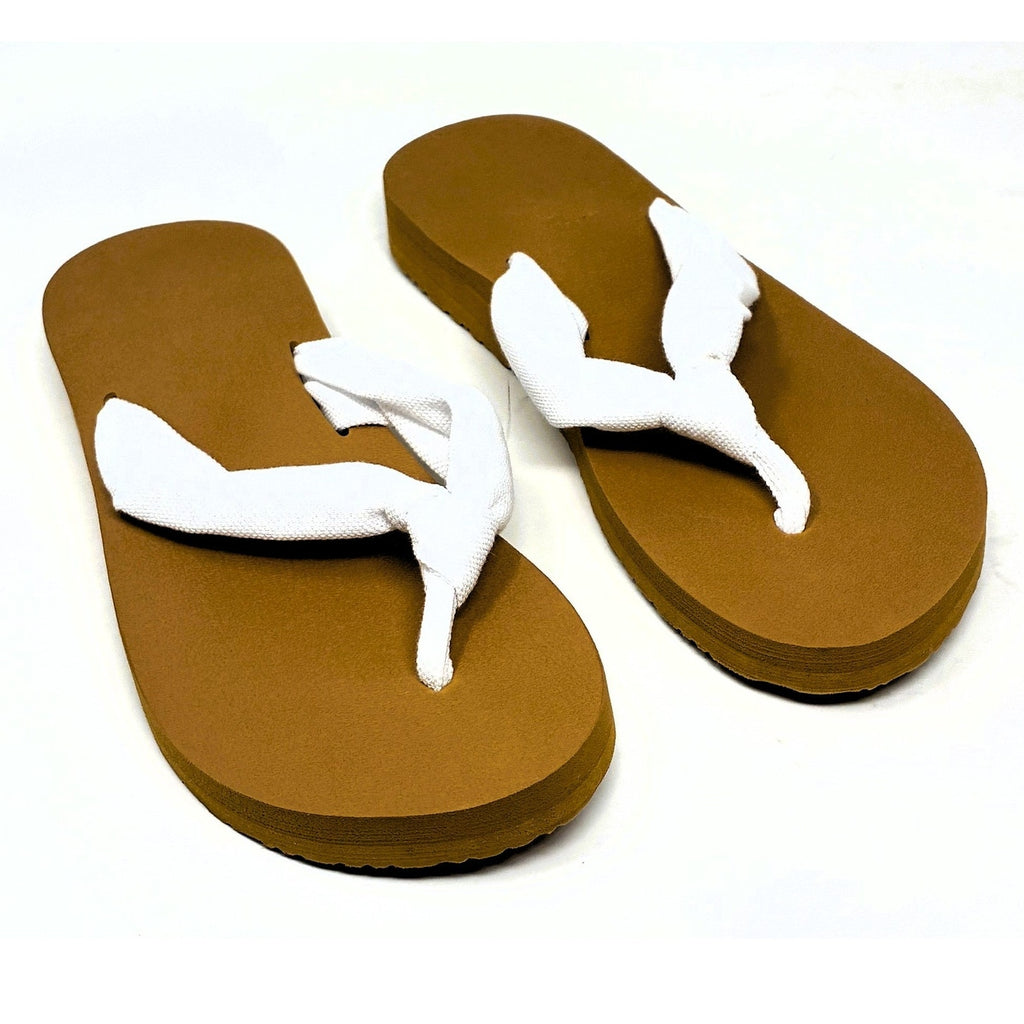 BRAND NEW ~ White Cloth Comfort Beach Summer Flip Flop Thong Sandals ~ 8