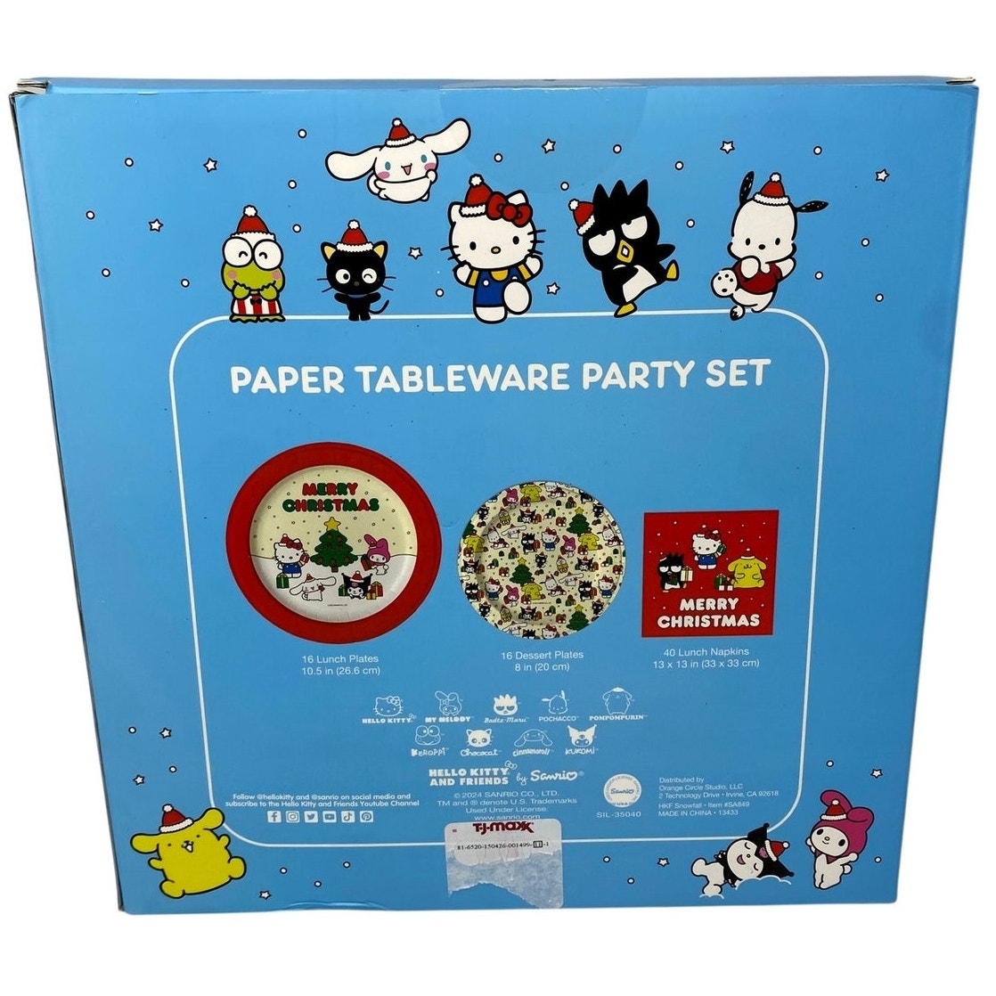 NWT ~ 72 Piece Hello Kitty & Friends Holiday Christmas Paper Plates & Napkins