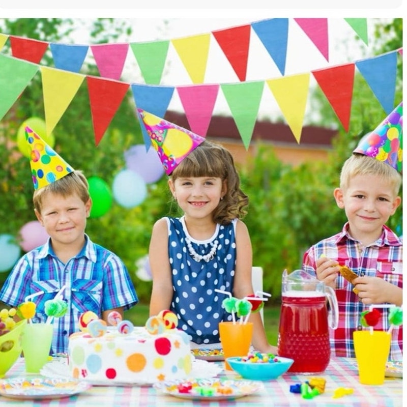 BRAND NEW ~ 170ft Triangle Flag Banner 240 Multicolor Flags ~ Birthday Party etc
