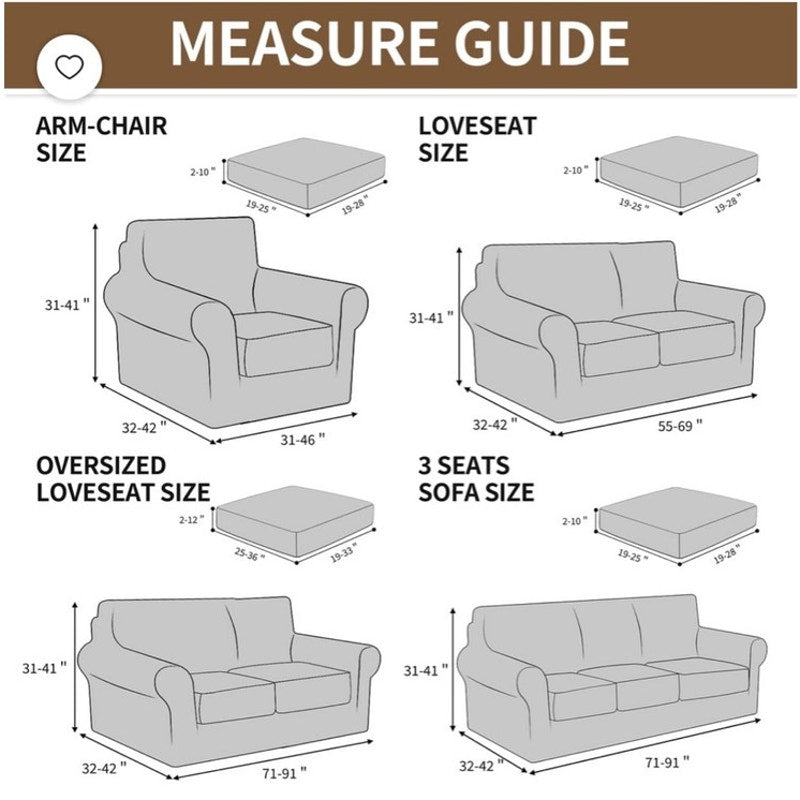 BRAND NEW ~ 3pc Light Beige Stretchy Washable Slipcover Loveseat Sofa Cover