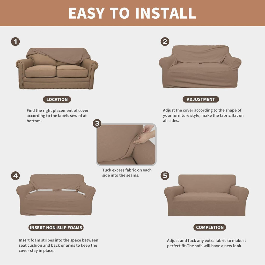 BRAND NEW ~ Camel Stretch Jacquard Waterproof COUCH Cover SOFA Slipcover