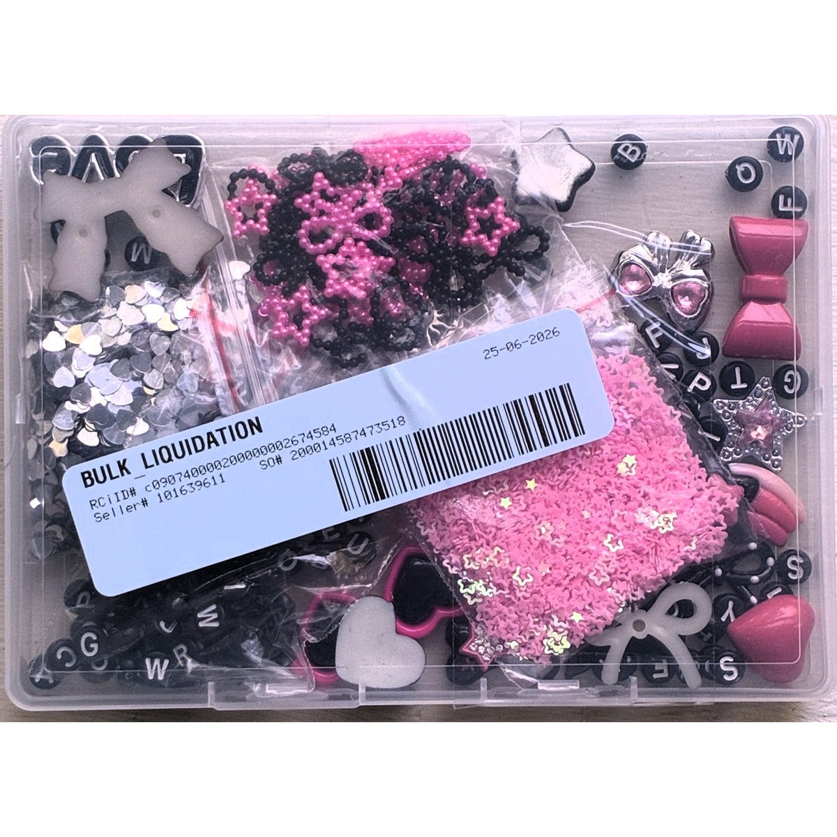 BRAND NEW ~ Pink Black Silver Nails & Phone Case Charms DIY Personalization Kit