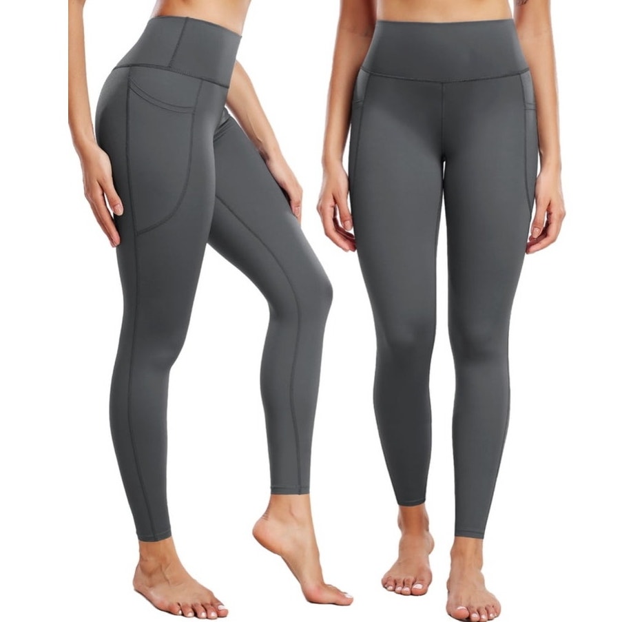 NWT ~ 3 Pairs Compression Workout Leggings High Waist Tummy Control Pockets ~ S