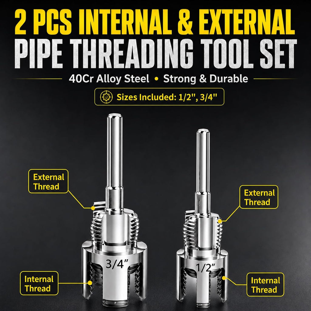 BRAND NEW ~ Internal & External Pipe Threading Cutting Tool (1/2'' 3/4'' Dies)