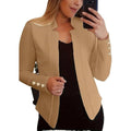NWT ~ Women's Tan Open Blazer Cardigan Jacket Long Sleeves Gold Buttons ~ XXL