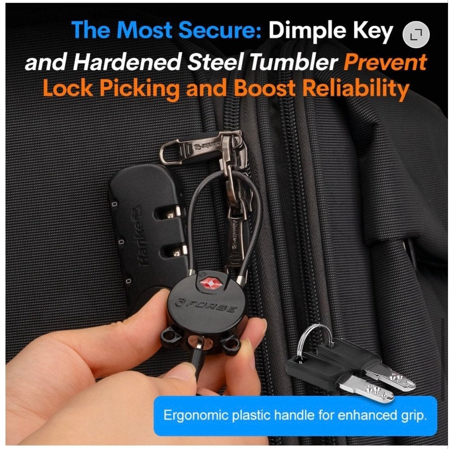 BRAND NEW ~ 4 Pack Black Forge TSA Approved Key Luggage Locks TSA006 Key