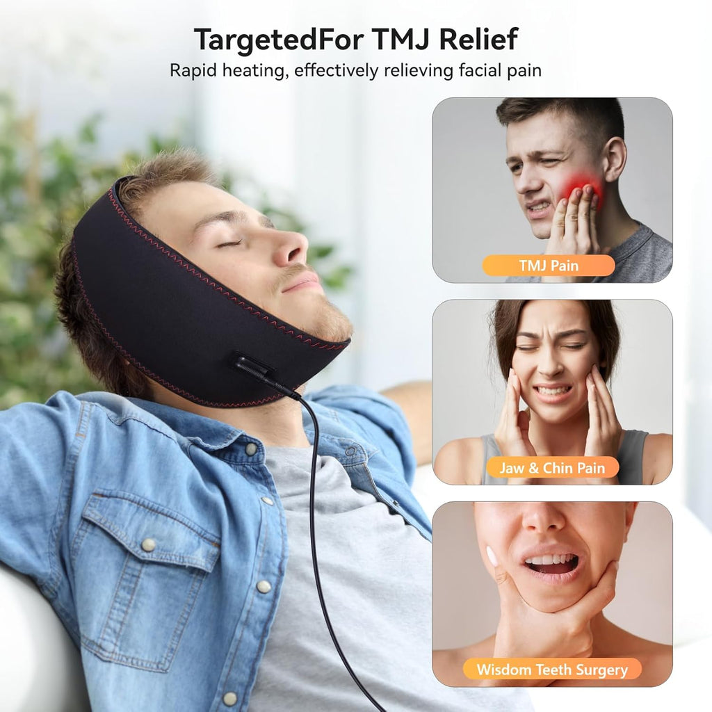 BRAND NEW ~ Wearable TMJ Relief Face Heating Pad Mask 3 Heat & Time Settings