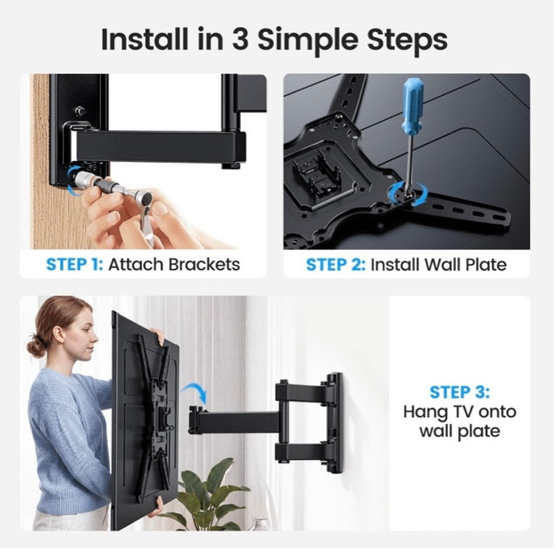 BRAND NEW ~ Full Motion TV Wall Mount Bracket 26-65 inch Extension Tilt Swivel