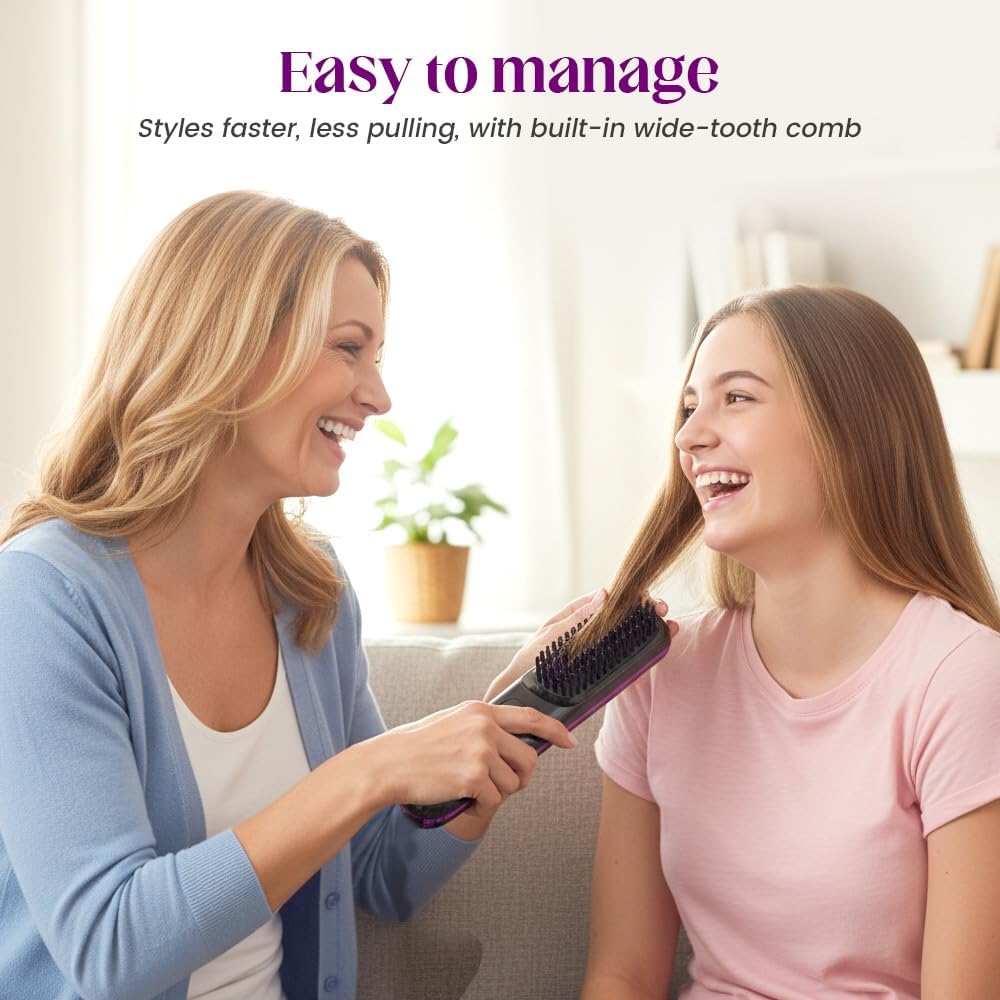 BRAND NEW ~ Cordless LCD Temperature Display White Straightening Hair Brush Comb