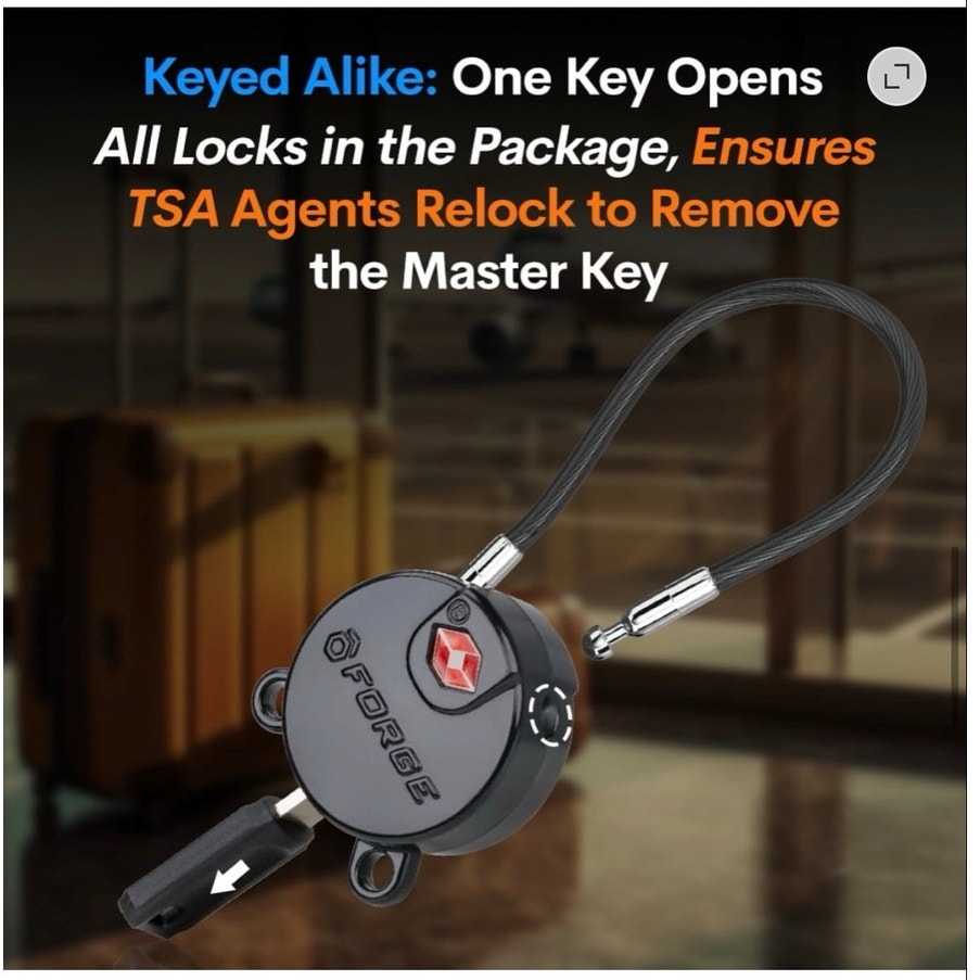 BRAND NEW ~ 4 Pack Black Forge TSA Approved Key Luggage Locks TSA006 Key