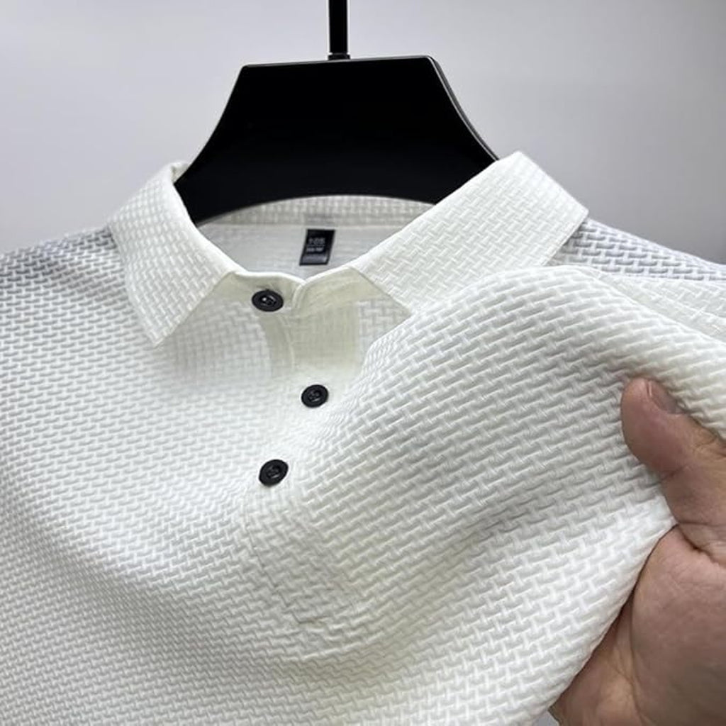 NWT ~ Men's GRAY Waffle Textured Breathable Quick Dry Silky Polo Shirt ~ XXL