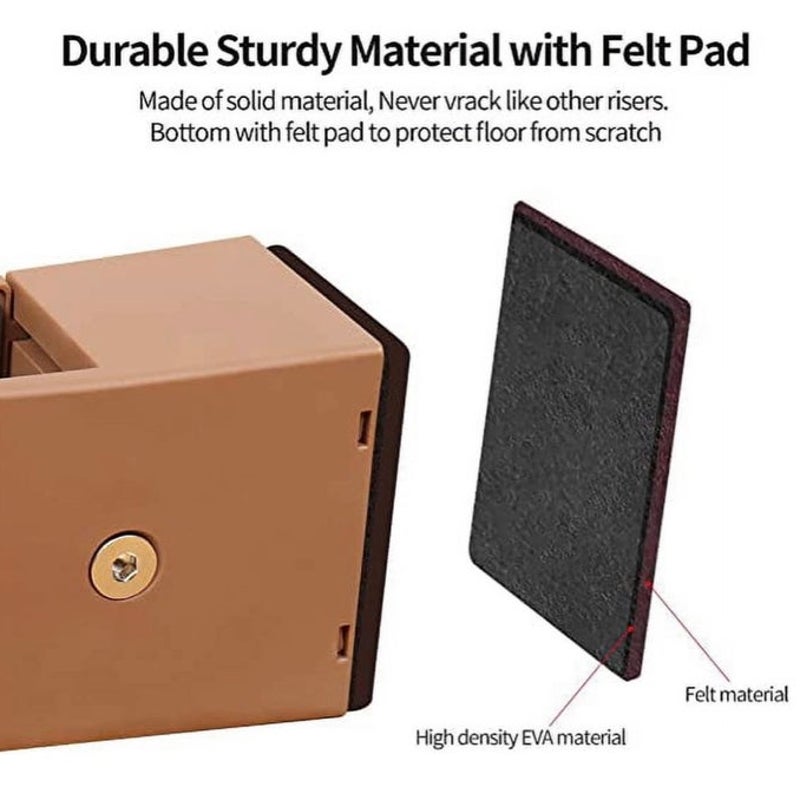 BRAND NEW ~ Set/4 Black Heavy Duty Adjustable 4" Furniture Bed Risers