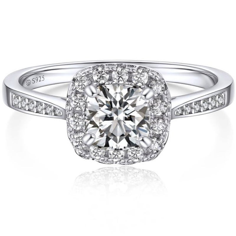 BRAND NEW ~ 1 Carat Moissanite MomentWish Sterling Silver Engagement Ring ~ 6.5