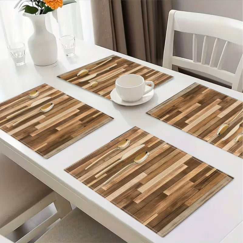 BRAND NEW ~ Set/4 Modern Farmhouse Wood Grain Table Placemats Kitchen Mats