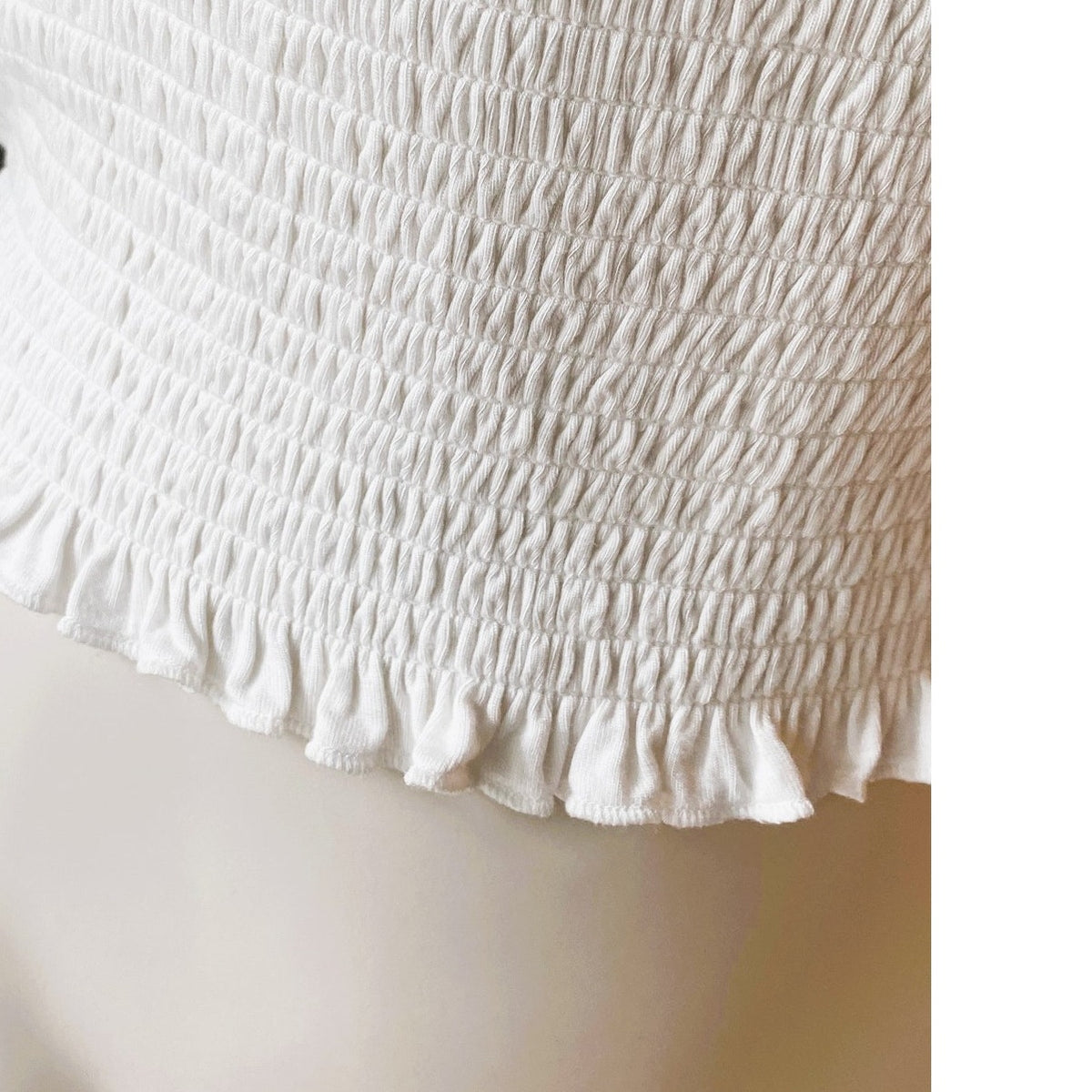 NWT ~ White Tube Top Off Shoulder Huge Clear Mesh Puffy Sleeves ~ Women's SMALL