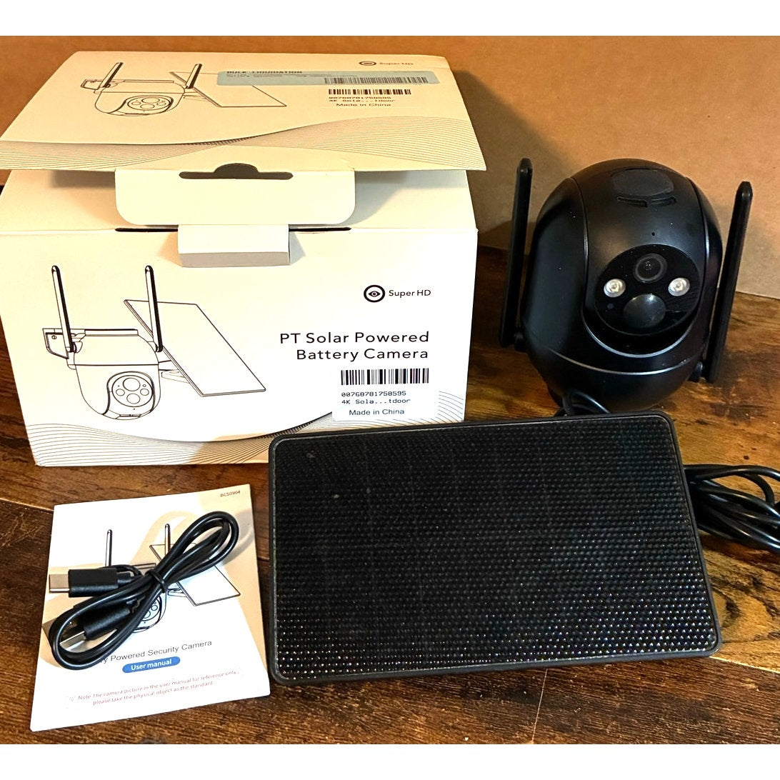 BRAND NEW ~ Black Wireless Outdoor WiFi Solar Battery Waterproof Security Camera