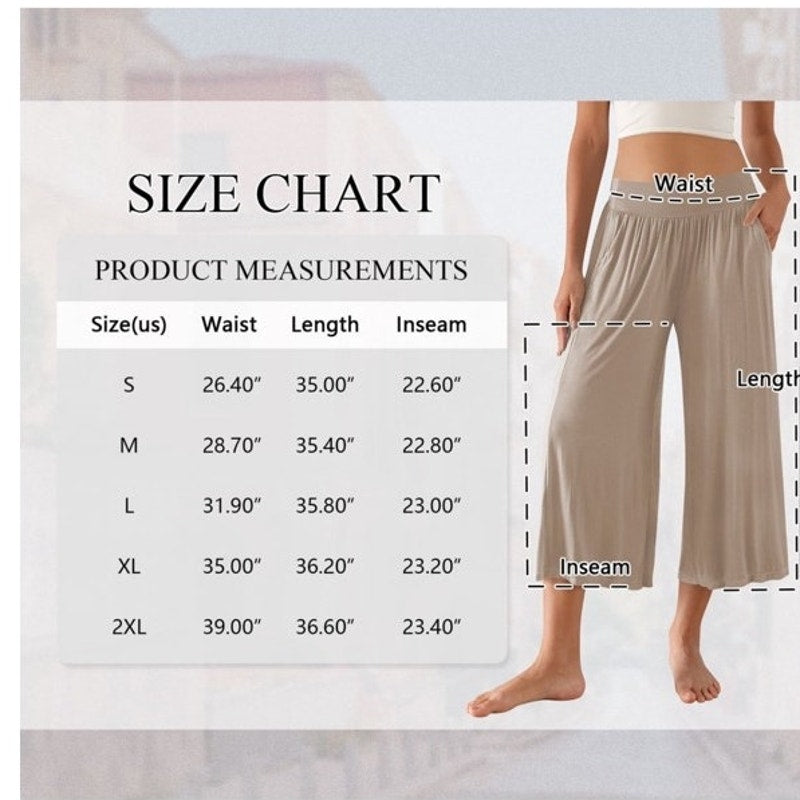 NWT ~ Plus Size Tan Wide Leg Cropped Casual Palazzo Pants Yoga Lounge ~ XXL