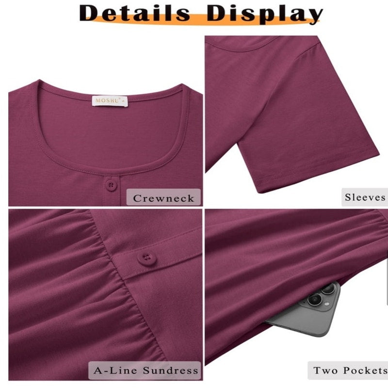 NWT ~ Short Sleeve Casual Button A-Line Summer Mini Dress with Pockets ~ MEDIUM
