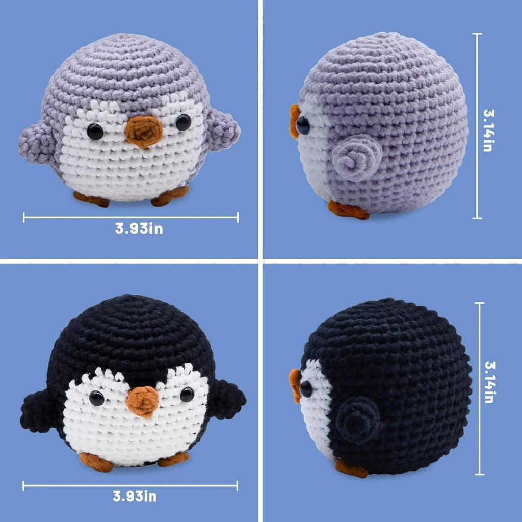 BRAND NEW ~ Set/2 Penguin Crochet Kit ~ Beginners Crocheting Adults & Kids