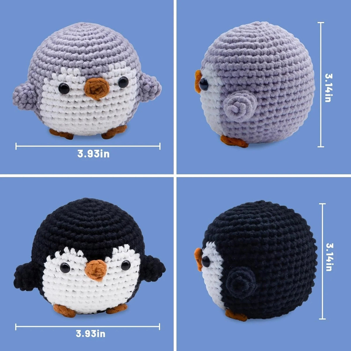 BRAND NEW ~ Set/2 Penguin Crochet Kit ~ Beginners Crocheting Adults & Kids