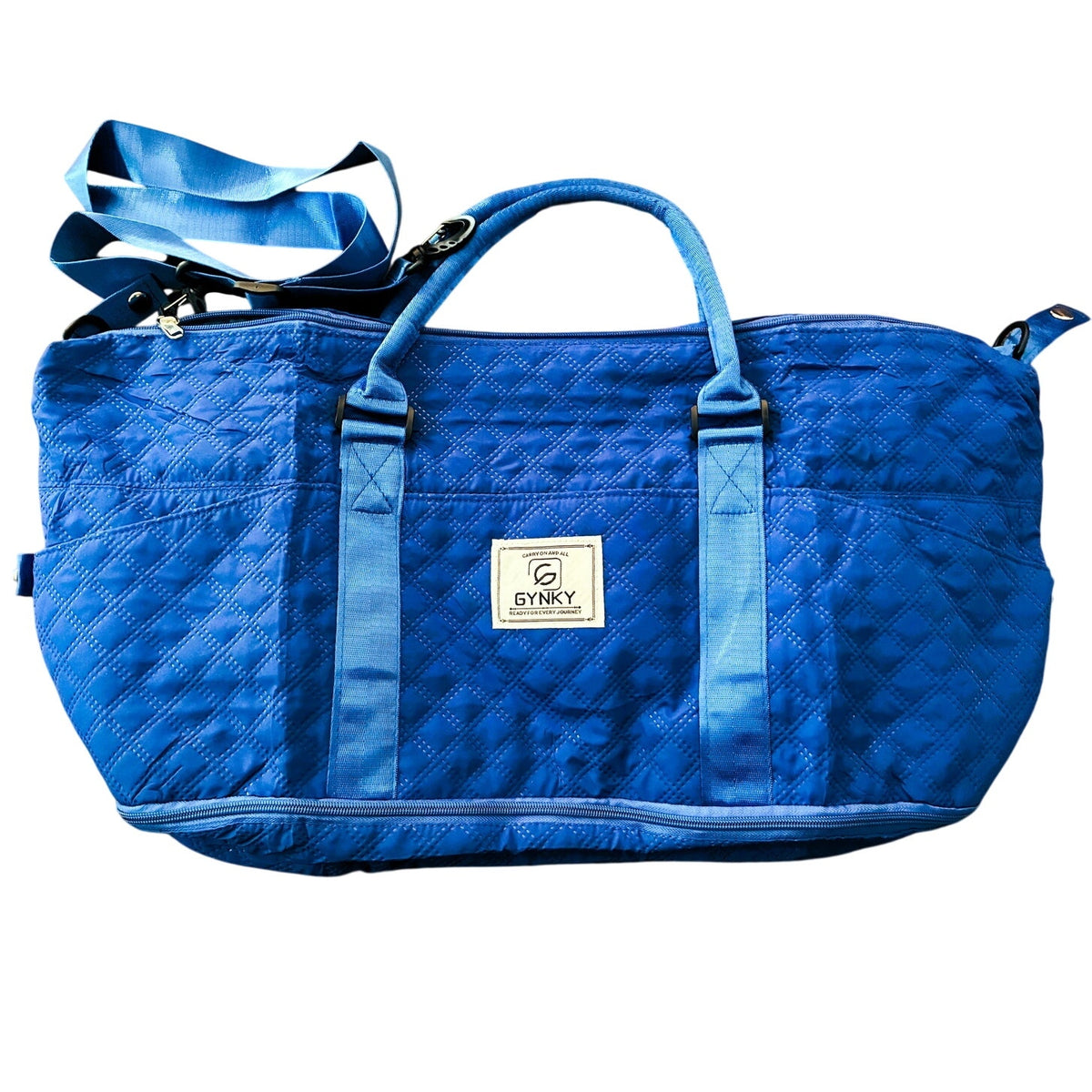 BRAND NEW Royal Blue Quilted Travel Overnight Duffle Bag Weekender & Wet Pocket