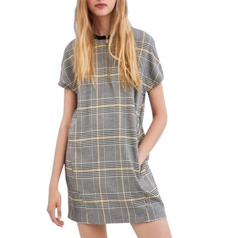 NWT ~ ZARA trf Collection Plaid Side Pockets Zip Front Mini Dress ~ Size MEDIUM