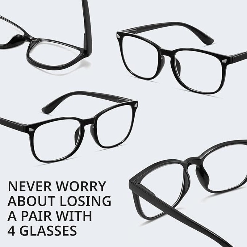 BRAND NEW ~ 4pr Black 1.75 Reading Glasses with Blue Light Blocking Protection