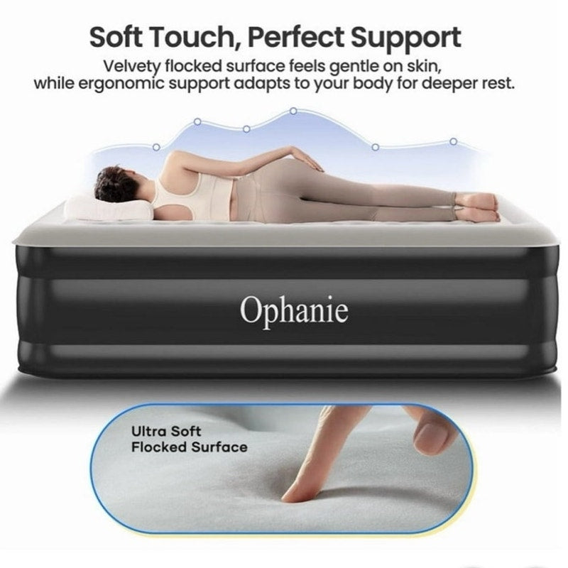 BRAND NEW ~ Black QUEEN Size 18" Elevated Inflatable Air Mattress Bed with Pump