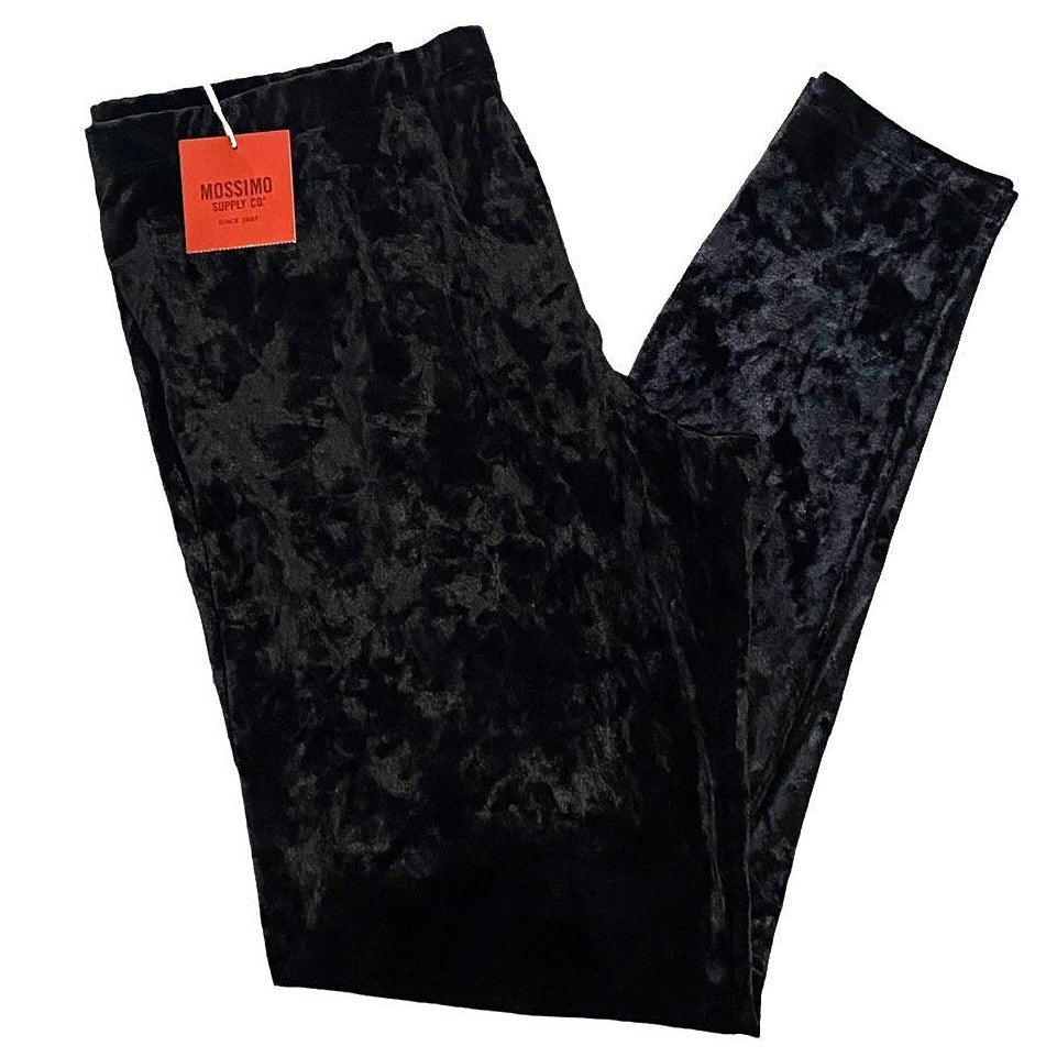 NWT ~ MOSSIMO Ebony Black Velvet Ribbed Skinny Leg Stretchy Pants ~ Women's XL