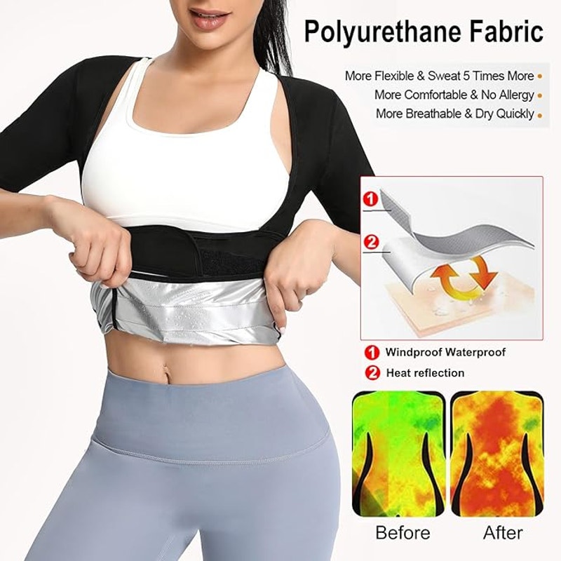 NWT ~ Women's Compression Workout Muscle T-Shirt Sauna Vest Sweat Top ~ MEDIUM