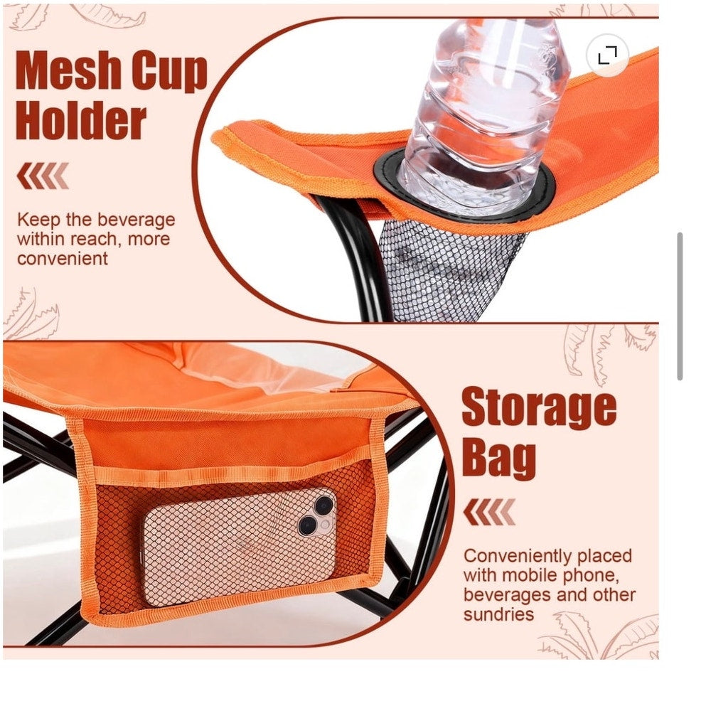 BRAND NEW ~ Orange Folding Low Seat High Back Wide Seat Beach Camping Chair