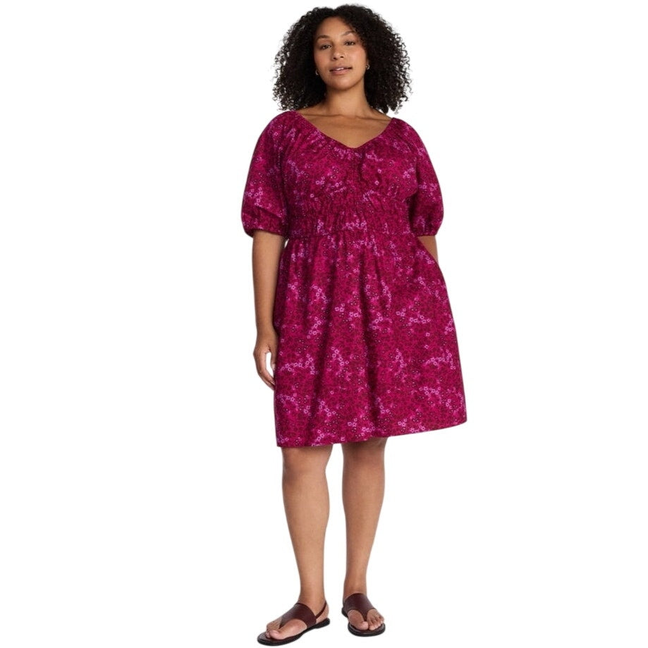 NWT ~ Women's Raspberry Plus Size Knee Length Cinched Waist Cotton Dress ~ 2X
